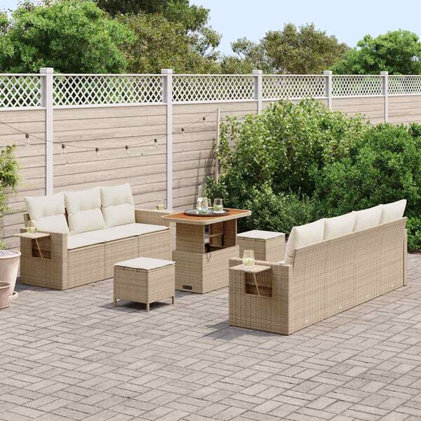 vidaXL Set Divano da Giardino 10 pcs Beige polyrattan