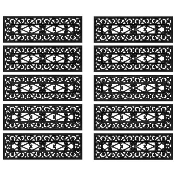 vidaXL Tappetino per Scale 10 pz 25x75 cm in Gomma