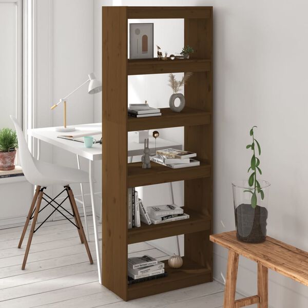 vidaXL Libreria/Divisorio ambra 60x30x167,5 cm Legno Massello di Pino