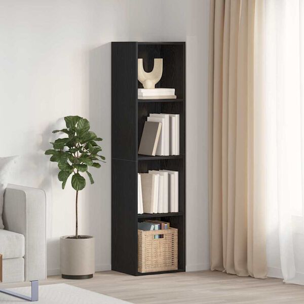 vidaXL Armadio per Libri con lo scaffale Rovere Nero 143 x 30 x 36 cm