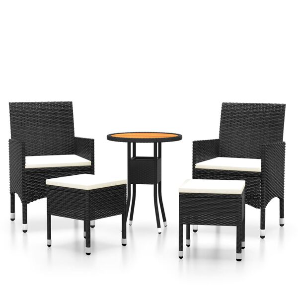 vidaXL Set Divani da Giardino 5 pz in Polyrattan Nero