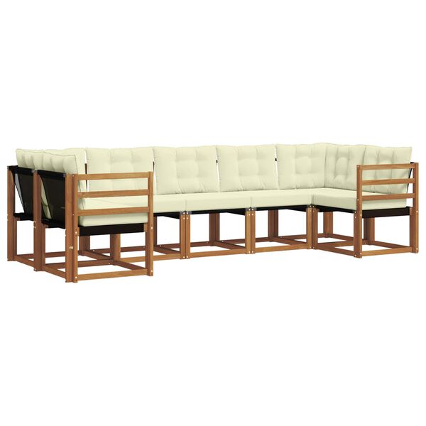 vidaXL Set di divani da esterno con cuscino 7 pcs Naturale e Nero