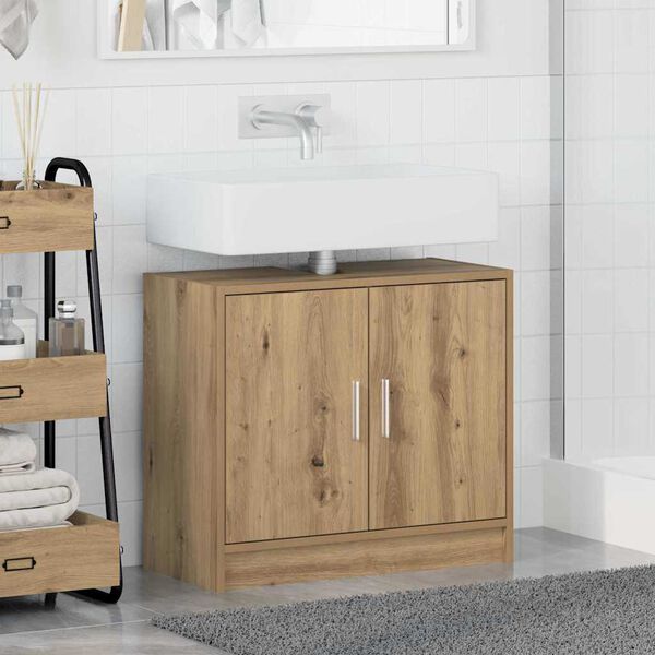 vidaXL Mobile da Bagno con porta Rovere artigianale 63 x 29 x 55 cm
