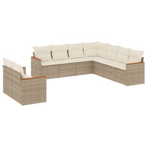 vidaXL Set Divano da Giardino 9 pz con Cuscini Beige in Polyrattan