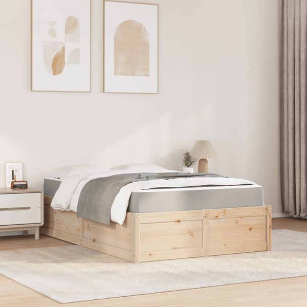 vidaXL Letto con Materasso 120x190 cm in Legno Massello di Pino
