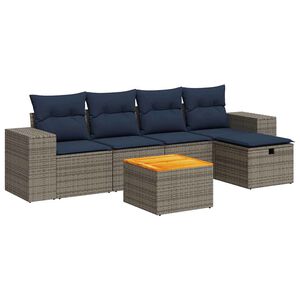 vidaXL Set Divano da Giardino 6 pz con Cuscini Grigio in Polyrattan