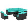 vidaXL Set Divani da Giardino 12 pz con Cuscini Nero in Polyrattan
