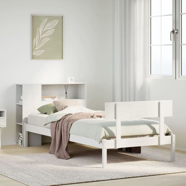 vidaXL Letto Libreria senza Materasso Bianca 90x200 cm Legno di Pino