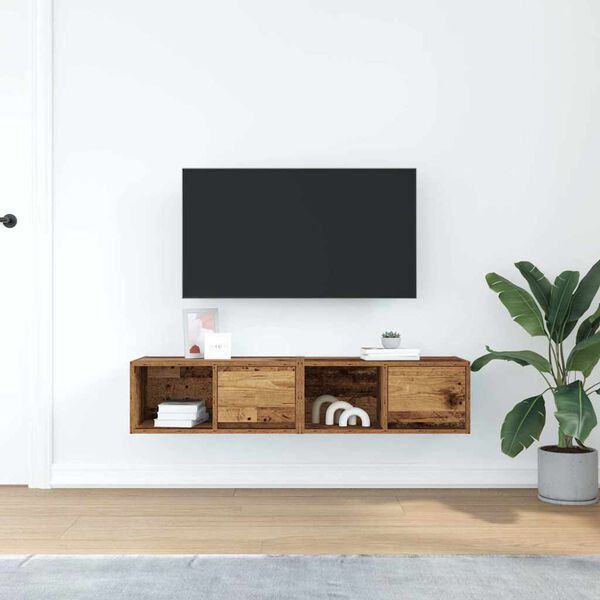 vidaXL Mobili Porta TV 2 pz Legno Antico 60x31x25,5 cm in Truciolato
