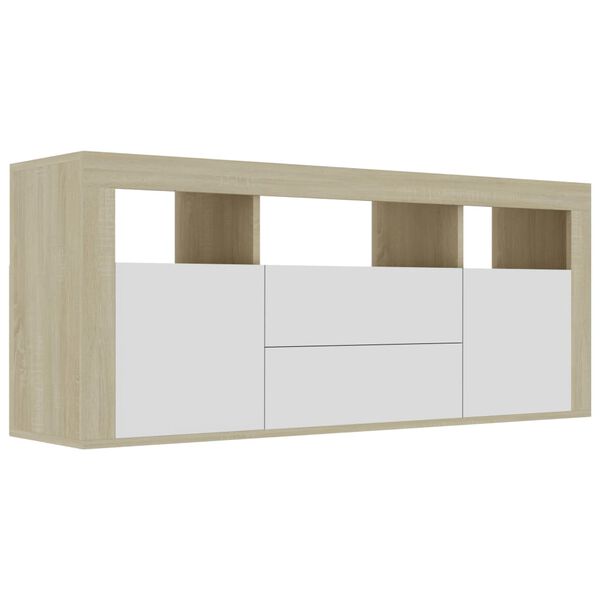 vidaXL Mobile TV Bianco e Rovere Sonoma 120x30x50 cm Legno Multistrato