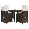 vidaXL Set da Pranzo da Giardino 5pz con Cuscini in Polyrattan Marrone