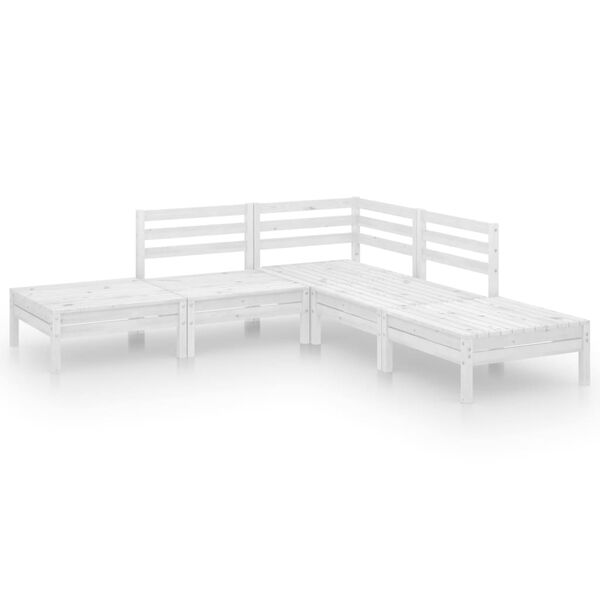 vidaXL Set Salotto da Giardino 5 pz in Legno Massello di Pino Bianco