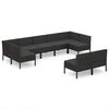 vidaXL Set Divani da Giardino 9 pz con Cuscini in Polyrattan Nero