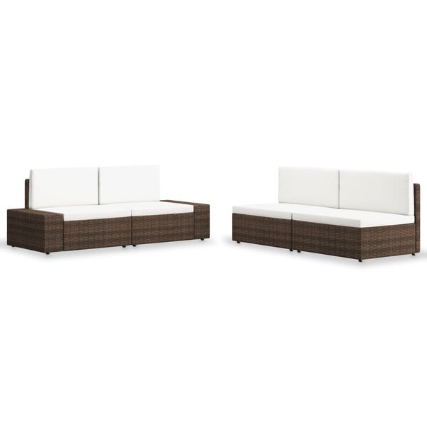 vidaXL Set Divani da Giardino 4 pz in Polyrattan Marrone