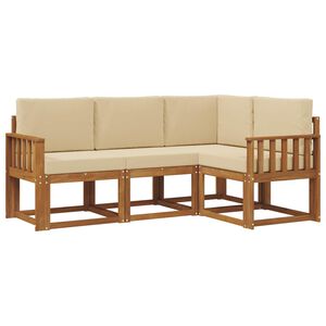 vidaXL Set di divani da esterno con cuscino 4 pcs Naturale e Beige