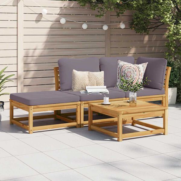 vidaXL Set Mobili da Giardino 3pz con Cuscini Legno Massello di Acacia