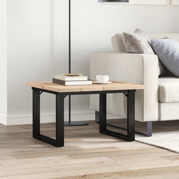 vidaXL Tavolino Salotto Telaio a O 70x70x40,5cm Legno Pino e Acciaio