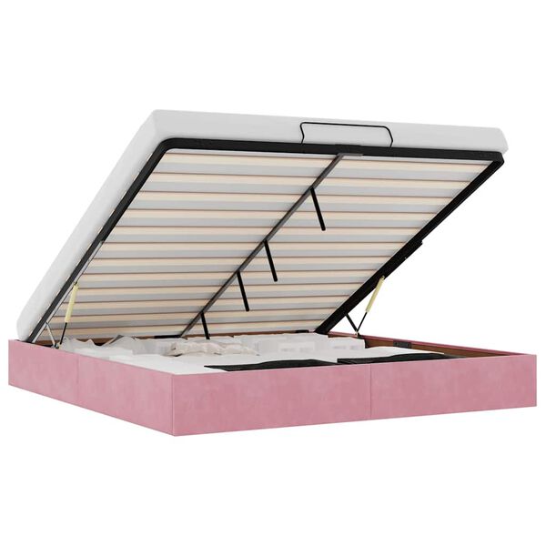 vidaXL Struttura Letto Pouf senza Materasso Rosa 200x200 cm in Velluto