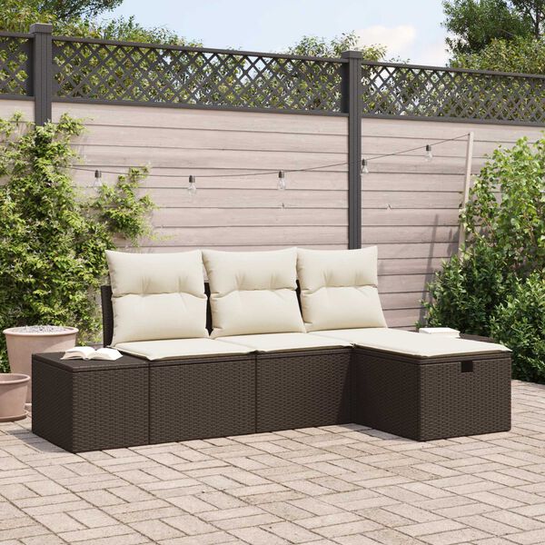 vidaXL Set di divani con cuscino 4 pcs polyrattan