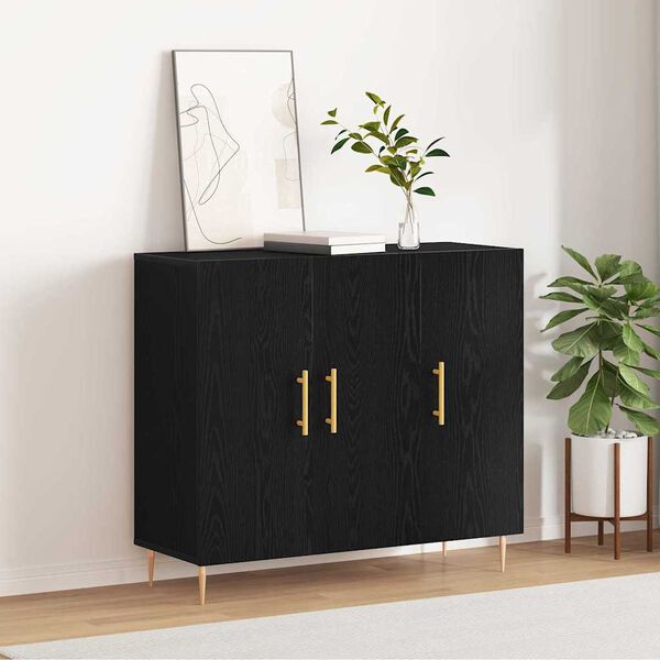 vidaXL Credenza Rovere Nero 90 x 34 x 80 cm Legno multistrato