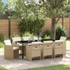 vidaXL Set da Pranzo per Giardino con cuscino 9 pcs Beige polyrattan