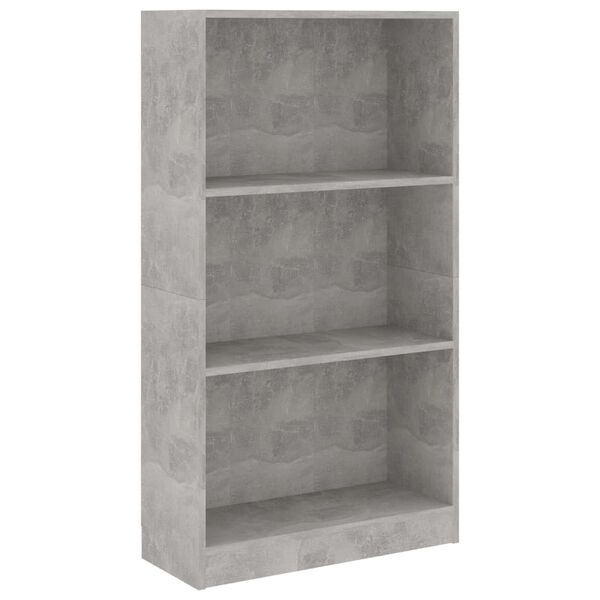 vidaXL Libreria a 3 Ripiani Cemento 60x24x109 cm in Legno Multistrato