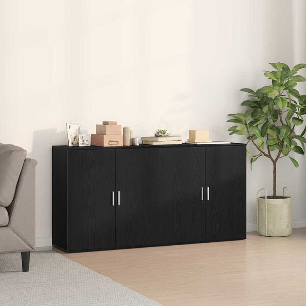 vidaXL Credenza 2 pcs Rovere Nero 79 x 38 x 80 cm Legno multistrato