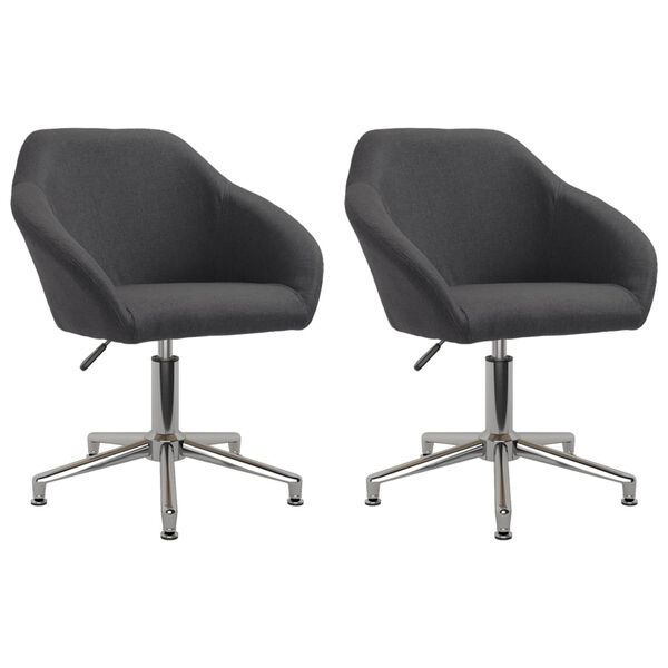 vidaXL Sedie da Pranzo Girevoli 2 pz Grigio Scuro in Tessuto