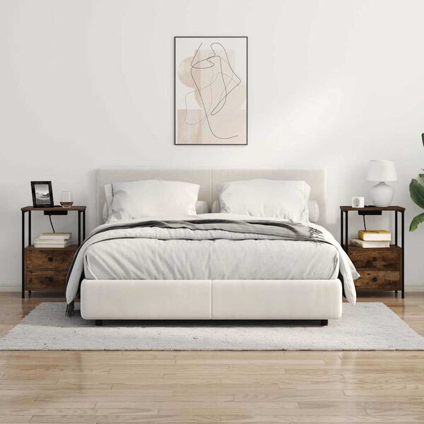 vidaXL Armadio da Notte Rovere fum&eacute; 40 x 31 x 60 cm Legno multistrato