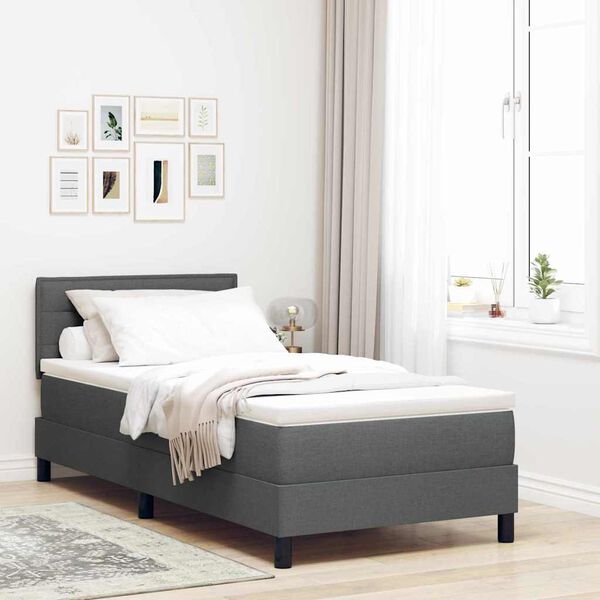 vidaXL Letto a molle con materasso Grigio scuro 80 x 200 cm Tessuto