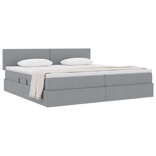 vidaXL Letto con contenitore e materasso Grigio chiaro 200 x 200 cm