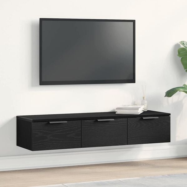 vidaXL Armadietto a muro con cassetto Rovere Nero 102 x 30 x 20 cm