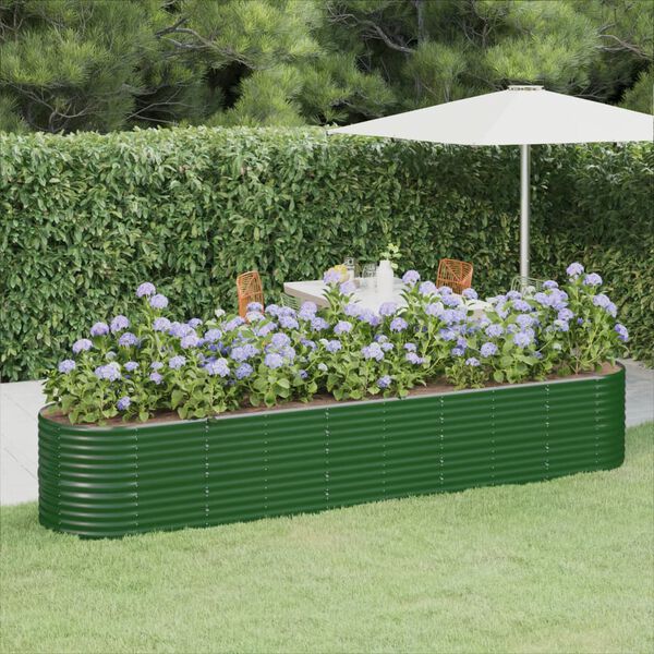 vidaXL Letto Giardino Acciaio Zincato 368x80x68 cm Verde