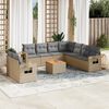 vidaXL Set Divano da Giardino 10 pz con Cuscini Beige Misto Polyrattan