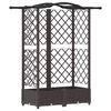 vidaXL Letto Rialzato con Griglia e Tetto Marrone 124 x 40 x 126 cm PP