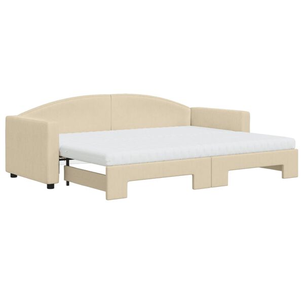 vidaXL Divano Letto Estraibile con Materassi Crema 80x200 cm Tessuto