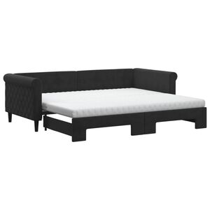 vidaXL Divano Letto Estraibile con Materassi Nero 90x200 cm Velluto