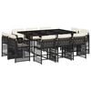 vidaXL Set da Pranzo da Giardino 11 pz con Cuscini in Polyrattan Nero