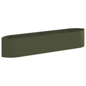 vidaXL Letto rialzato da giardino Verde Oliva 220 x 40 x 40 cm Acciaio