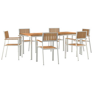 vidaXL Set da pranzo per esterni 7 pcs Marrone Legno di teak solido