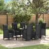 vidaXL Set da Pranzo per Giardino con cuscino 7 pcs Nero polyrattan