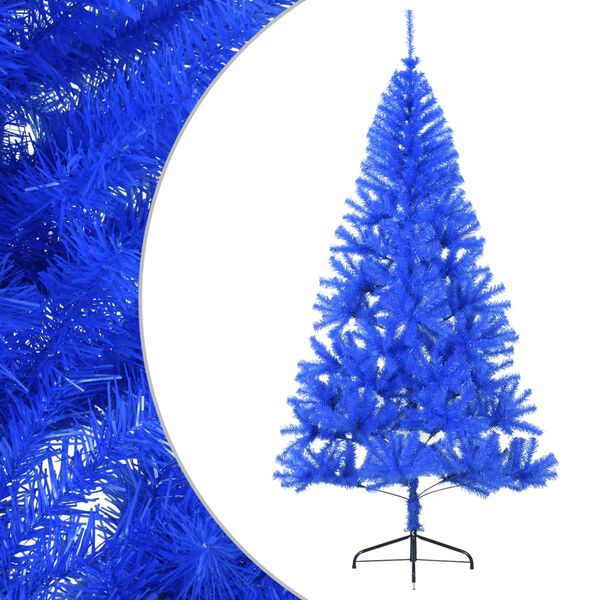 vidaXL Albero di Natale Artificiale a Metà con Supporto Blu 210 cm PVC