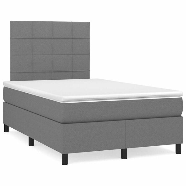 vidaXL Letto a Molle Materasso e LED Grigio Scuro 120x190cm in Tessuto