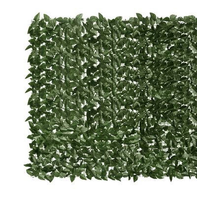 vidaXL Paravento da Balcone con Foglie Verde Scuro 600x150 cm