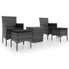 vidaXL Set Bistrot da Giardino 5pz Polyrattan e Vetro Temperato Grigio
