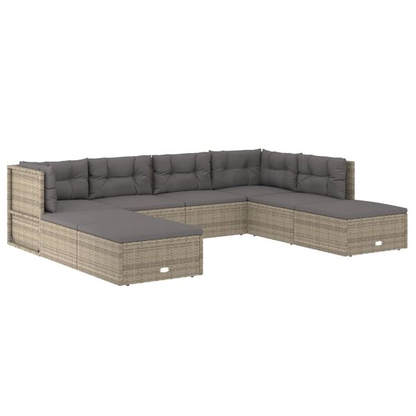 vidaXL Set Divani da Giardino 8 pz con Cuscini in Polyrattan Grigio