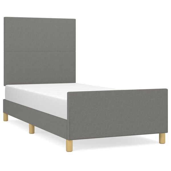 vidaXL Giroletto senza Materasso Grigio Scuro 90x190 cm Tessuto