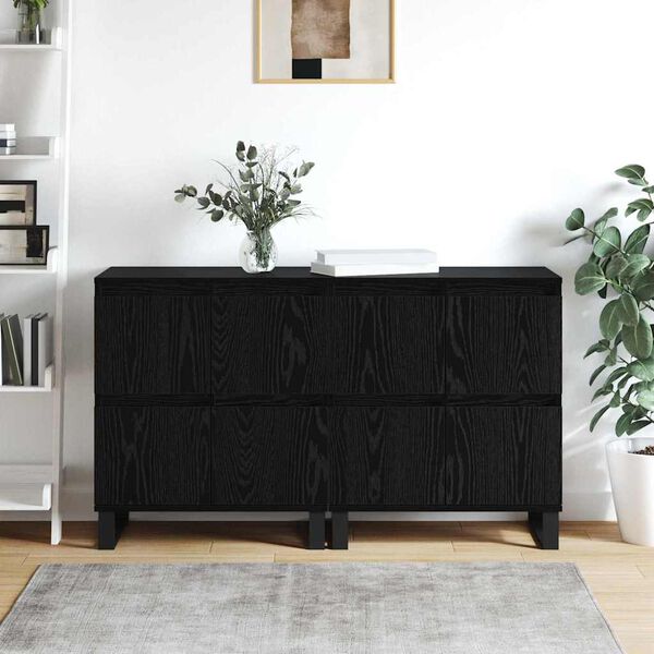 vidaXL Credenza 2 pcs Rovere Nero 60 x 35 x 70 cm