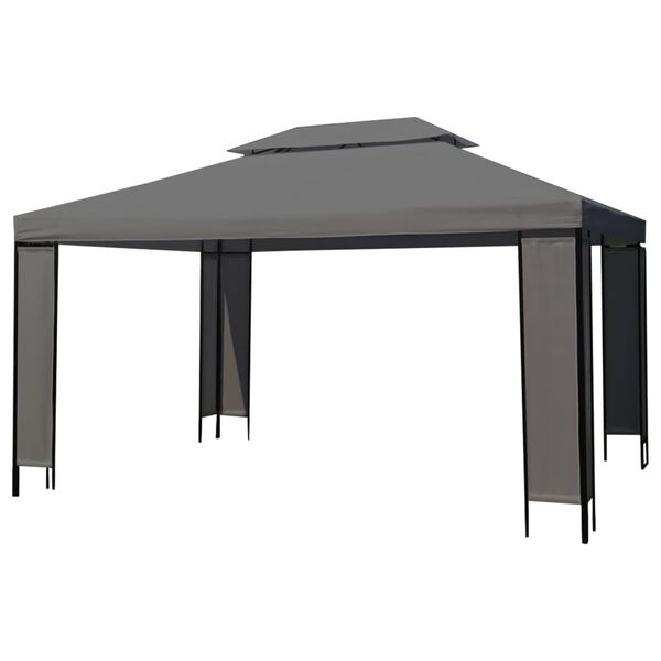 vidaXL Gazebo con Stringa di Luci LED Antracite 3x4 m