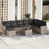 vidaXL Set Divano da Giardino 9pz con Cuscini Grigio Chiaro Polyrattan